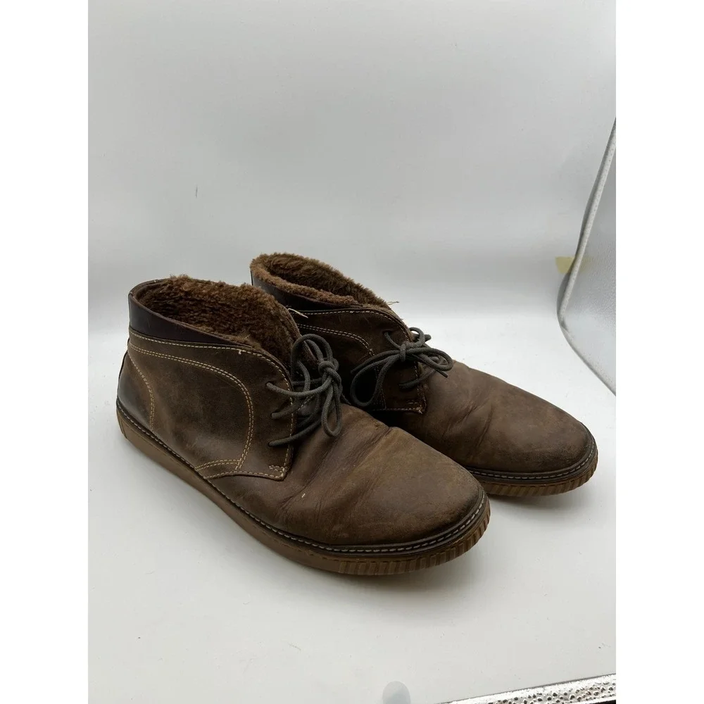 Johnston & Murphy Brown Leather Shearling Lined Chukka Boots Desert Shoes Men 11